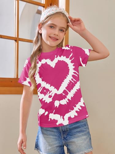 Image of Girls Short Sleeve T Shirts Kids Summer Tops Crewneck Tees 5-14 Years