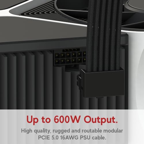 Image of LINKUP 12VHPWR PSU-GPU Power Cable | Compatible with NIVIDA RTX 5080 /5070 and All RTX GPUs | 600W 16Pin /12+4 PCIe 5.0 Cable | 70cm - Left Angle