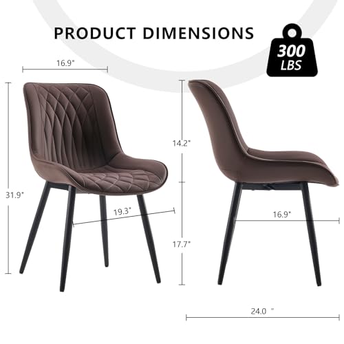 YOUNIKE-Brown-Dining-Chairs-Set-of-2-with-High-Backs-Mid-Century-Modern-Kitchen-Dining-Room-Chairs-PU-Faux-Leather-Upholstered-Wide-Accent-Chair-Comfortable-Large-Padded-Living-Waiting-Guest-Room YOUNIKE Brown Dining Chairs Set of 2 with High Backs Mid Century Modern Kitchen Dining Room Chairs PU Faux Leather Upholstered Wide Accent Chair Comfortable Large Padded Living Waiting Guest Room