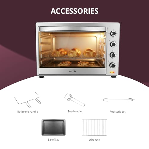 Image of iBELL 100L Electric Oven IBLEOSS100LG | 2800W High Power | Rotisserie, Convection & Inner Lamp | Stainless Steel Body | Multi-Function Baking, Grilling & Toasting Oven