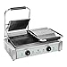 Royal Catering - RCKG-3600-G - podwójny grill kontaktowy grill stołowy, sandwich Maker (2 x 1800 W, 230 V, tacka na tłuszcz, ryflowana, stal nierdzewna, żeliwo)
