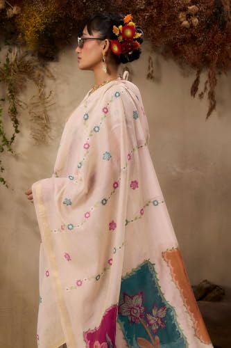 Image of SGF11 Women's Soft Cotton Linen Silk Saree With Unstitched Blouse Piece