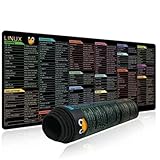 Programming Language Shortcut Mouse Pad for Excel,Python,Vim,PyCharm,Linux,C++,Java,Blender,SQL,Stock Transaction-Non-Slip, Large Desk Mat(300*800mm/400*900mm, 2mm/3mm Thickness)(Linux(300*800*2mm))