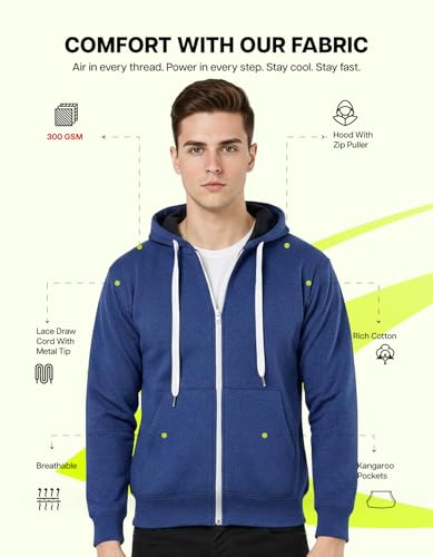 Image of AWG ALL WEATHER GEAR Hoodies for Men | Men's Solid Hooded Sweatshirt | Winter Wear | Pullover | Jackets for Men Stylish | Zipper Hooded Sweatshirt