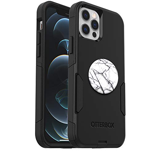Bundle: Otterbox Commuter Series Case For Iphone 12 & Iphone 12 Pro - (Black) + Popsockets Popgrip - (Dove White Marble) #TOP21
