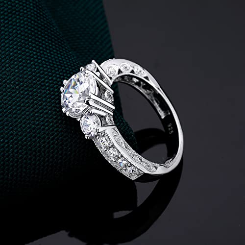 TIKJE 925 Sterling Silver Wedding Rings for Women Engagement Band Bridal Ring Promise Eternity Band Size 5-12 Valentine's Day Gift4