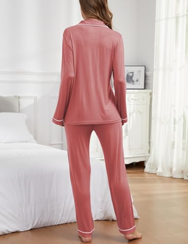 Image of Button Up Pajamas for Women Long Sleeve Sleepwear Soft Loungewear Ladies Pjs Set XS-XXL