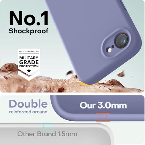 Image of LOVE 3000 Designed for iPhone 16e /17e Case, Premium Silicone with [Soft Anti-Scratch Microfiber Lining] Shockproof Protective Phone Case for Men Women Girls 6.1 inch, Lavender Grey