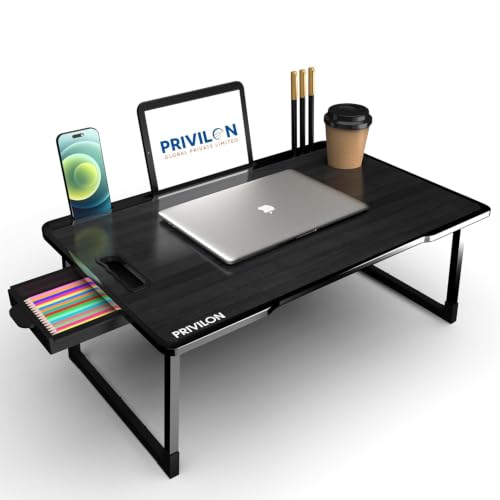 Image of Multi-Purpose Laptop Table, Study Table| Bed Table| Adjustable Height, Portable for Office, Work Form Home | DIY Table, Easy to Assemble, Engineered (ADJ Black) (black simple)