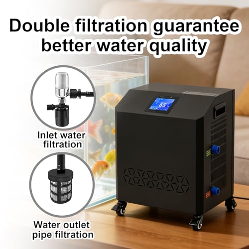 Image of Aquarium Chiller,LED Display Fish Tank Chiller, 1 HP Active Aqua Chiller for Axolotl, Water Chiller with Pump, Nozzles and Hoops Ideal for Coral Reef Shrimp (264 Gallon)