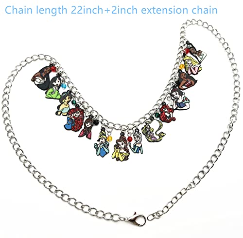 Dreamwater Beauty The Beast Sleeping Beuty Tangld Cinderela Necklace Snow Whte Little Mermaid Brave Merida Elsa Princess Charm Necklace Gifts For Girl Woman #TOP1