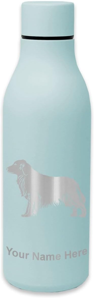 LaserGram Double Wall Stainless Steel Water Bottle, Golden Retriever Dog, Personalized Engraving Included