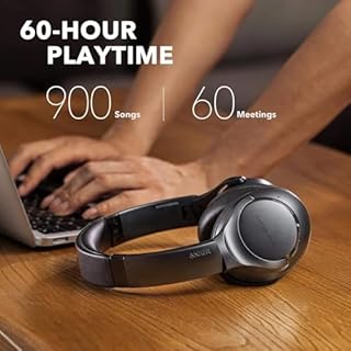 Soundcore Anker Life Q20 Hybrid Active Noise Cancelling Headphones, Wireless Over Ear Bluetooth Headphones, 60H Playtime, Hi-Res Audio, Deep Bass, Foam Ear Cups, Travel, Office, USB-C Charging
