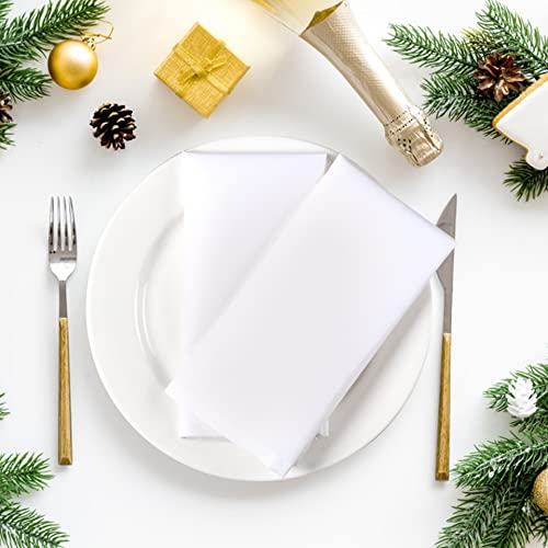 Palisa Cloth Dinner Napkins With Hemmed Edges 18X18 Inches (Set Of 12, White) - 100% Polyester Soft & Comfortable Washable Table Napkins For Weddings, Parties Or Everyday Use #TOP3
