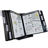 Ultimate Office AdjustaView 20-Pocket Desk Reference Organizer with Easy-Load Pockets and Compact Weighted Base for Stability, Black Pockets