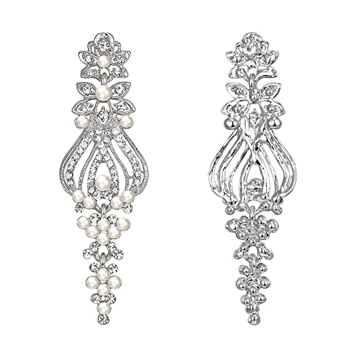 EleQueen Women's Wedding Rhinestone Crystal Vintage Style Cluster Chandelier Dangle Earrings, Jewelry Gift for Bride Bridesmaid/Anniversary/Memorial Day4