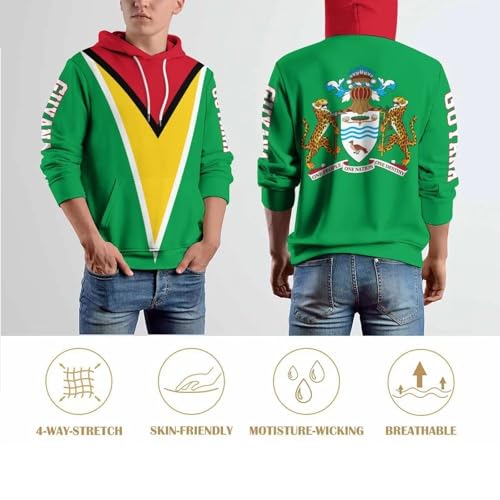 Sweat à capuche drapeau Guyane oversize fini les vêtements trop serrés - 5