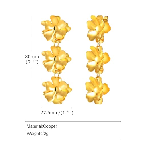 Boucles d'oreilles pendantes fleurs légères pour oreilles percées
