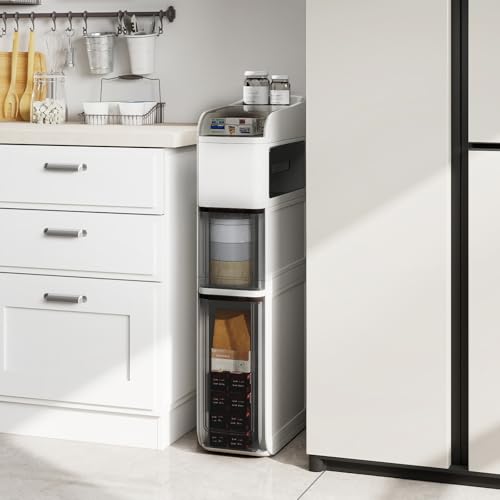 GIANTEX Mueble de Baño Estrecho, Armario con Ruedas Ocultas, Cajones Transparentes, Soporte para Papel Higiénico, Tapa Abatible, 18 x 43 x 88 cm, Carrito Auxiliar para Baño, Salón, Cocina (Blanco) - imagen 2