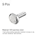 uxcell T-Slot Bolts, 5pcs M6x20mm T Slot Drop-in Stud Sliding Bolts 304 Stainless Steel T Shape Screws for T Track