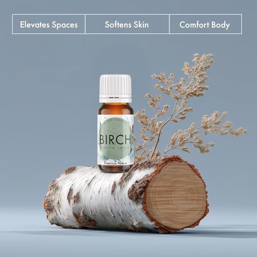 Image of Organic Birch Essential Oil | 100% Pure Betula lenta Bark Oil | Sweet Minty Woody Aroma | For Diffuser & Aromatherapy Blends, 10ml