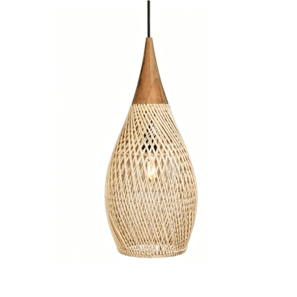 CHUNGYANG Tea Room Pendant Lamp Japanese Wabi-sabi Style Restaurant Coffee Shop Light Fixture Boho Rattan Chandelier for Tea Room Retro Style Guesthouse Entryway Pendant Light Pastoral Hanging Lamp
