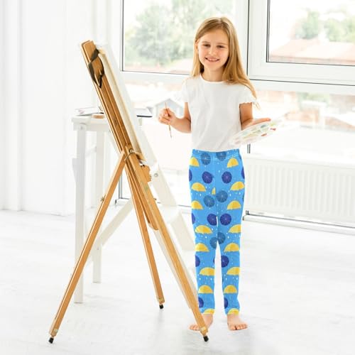 ALAZA Girls' Leggings Children's Yoga Pants Skinny Printed Dance Blue Umbrella Comfortable 4T4