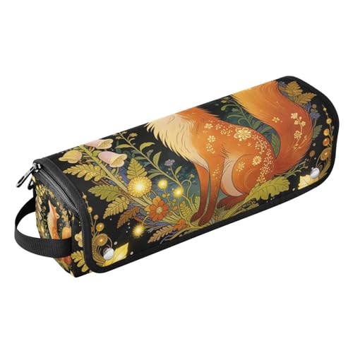 Bolsa de viaje y tapete resistente al calor para herramientas de cabello con cierre, impermeable, organizador de viaje para planchas, rizadores, secadores con diseño de zorros y flores, esenciales para mujeres miniatura 1