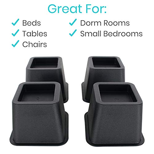Vive Bed Risers Heavy Duty - Bed Lifts Risers - Dorm Bed Risers For Bed Frame - Leg Extension Elevator - Stackable Platform Blocks For Couch, Chair, Bunk Bedpost (4-Pack (3 Inches)) #TOP7