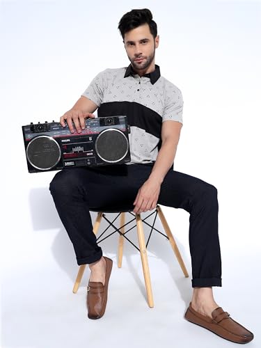 Image of Honky Tonky Men's Regular Fit Polo Neck Half Sleeve Printed Casual T-Shirt | Polo T-Shirt for Men