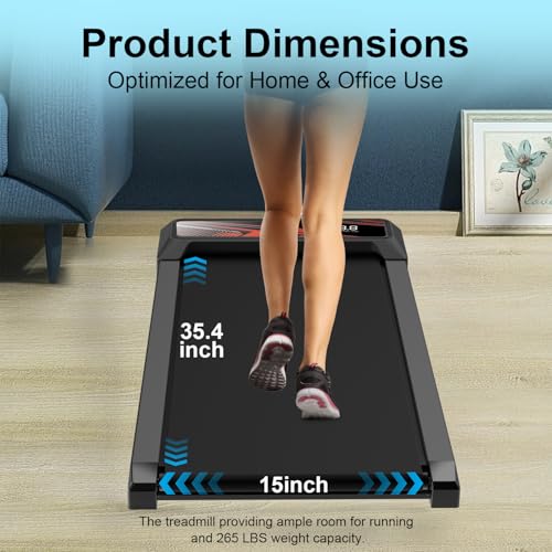 Image of Under Desk Treadmill, Walking Treadmill Pad, 2.5 HP 265 Lbs Low Noise Walking Pad Incline LED Display with Remote Control Walking Jogging Running Machine, Treadmills for Home and Office