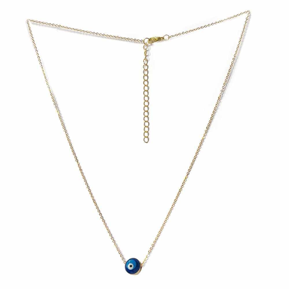 GenericWomens Evil Eye Circular Mini Pendant Gold-Toned Dainty Necklace