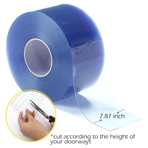 Image of Walk-in Cooler Freezer Plastic Vinyl Strip Door Curtain - Clear PVC Curtain Bulk Roll, Commercial Industrial for Refrigerator Garage Warehouse (164 Ft * 7.87 inch * 0.07 inch Smooth)