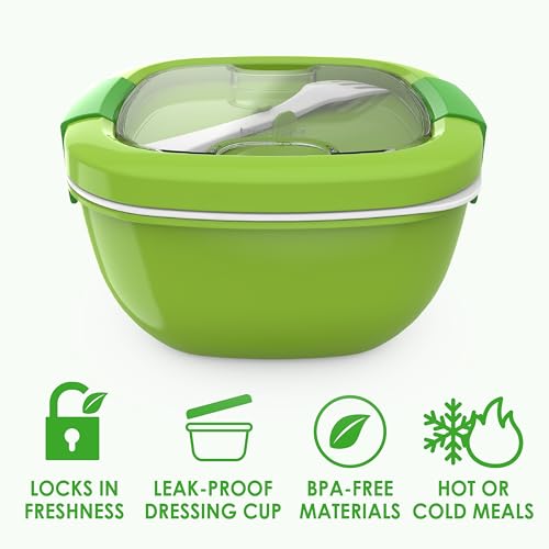 Image of Bentgo Salad Container, Lunch Bowl with 4-Compartment Toppings Tray, 54 oz