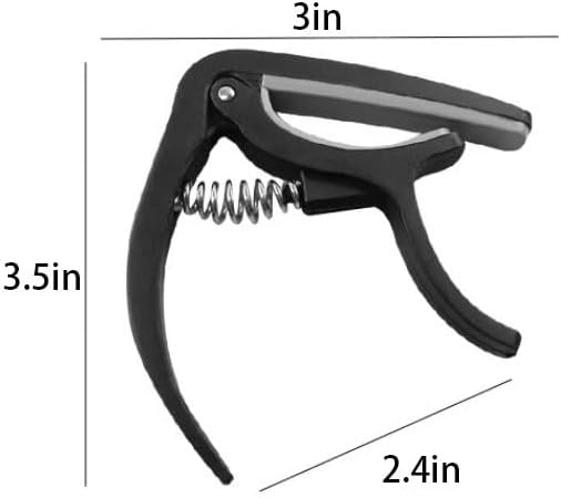 2 PCS Guitar Capo, Acoustic Guitar, Electric Guitar Capo- Banjo and, for Acoustic, Ukulele, Mandolin, Bass, Picks Black Single Handed Capo