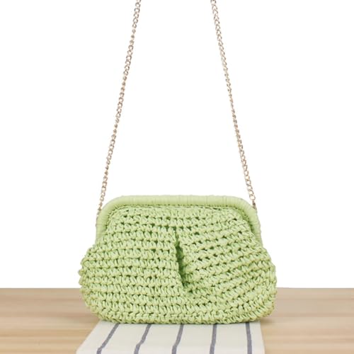 Image of Afashor Straw Clutch Purse for Women Summer Beach Woven Evening Bag Dumpling Casual Shoulder Handbag