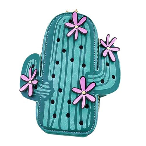Mini pochette carrée en PU avec bandoulière amovible et motif cactus