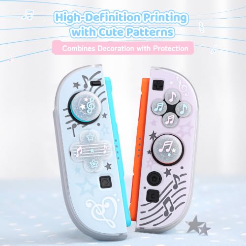 Image of GeekShare Cute Silicone Cross D-Pad Button Caps Set Joystick Cover - ABXY Key Buttons Sticker Compatible with Switch 2 /1 /OLED /,4PCS (Switch 2-Memory of Music Notes)