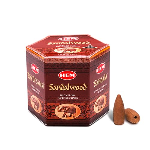 HEM Sandalwood Backflow Incense Cones – Pack of...