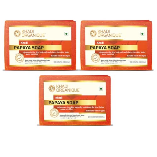 Image of Khadi Organique Natural Herbal Papaya Soap Pack of 3