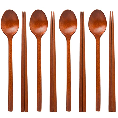 MANMUL sangjeom Korea traditional lacquer Wooden Spoon Chopsticks 4 Pairs