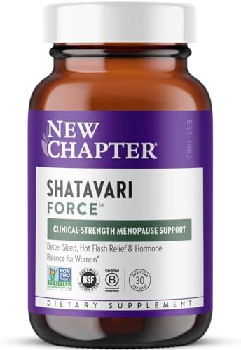 New Chapter Shatavari Supplement for Peri-Menopause & Post-Menopause Support – 4X Concentrated Herb Shatavari Relieves Hot Flashes & Night Sweats, Balances Women’s Hormones – Herbal Sleep Aid*, 30 ct