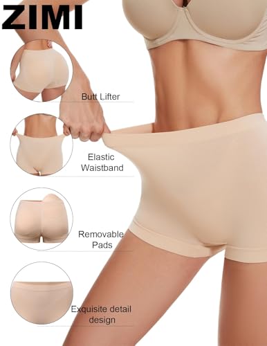 Image of Zimi Collection Tummy Control High Waist Butt Lifter Panties Padded Underwear for Women Hip Enahncer Body Shaper Boyshort