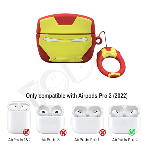 Image of YODI Case Cover for Airpods Pro|Pro 2|Airpods Pro 3|Airpods 4 Pouch, Silicone Cases with Cleaner Kit 360 Drop Protection,Shock-Resistant (Iroan Man, Airpods Pro /Pro 2)