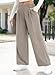 EVALESS Womans Wide Leg Pants Summer Work Business Casual Linen Texture Trousers High Waisted Palazzo Pants Ladies 2026 Fashion Flowy Comfy Slacks with Pockets Grey X-Large