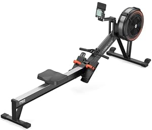 YOSUDA R2 Luft Rudergerät für Zuhause Klappbar, Selbstbetriebenes Display, 10-Stufen Widerstand, Lange Schiene, 4-Wege Display, Bluetooth&App, für Große Nutzer, Luftwiderstand, Rowing Machine