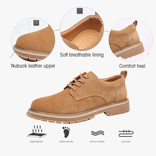 Men's Suede Platform Dress Oxfords Classic Comfor Round Toe Low Block Heel Lug Sole Business Lace Up Derby Non-Slip Casual Work Shoes2