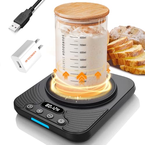 Sourdough Starter Warmer Mat,Temperature Control Range 70°F-110°F, Accurate to 1°F, with Timer Switch Function(0-24 hours),Smart Memory,Powered by USB,Ideal for Home Baking.(Black)