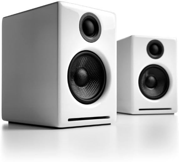 Audioengine A2+ Wireless Bluetooth Computer Speakers - 60W Music System for Home, Studio, Gaming (White, Pair)