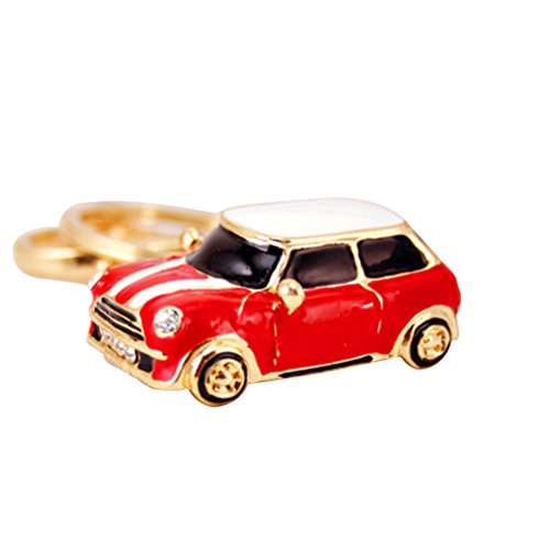 Preisvergleich Produktbild VORCOOL Schlüsselanhänger Glas Modell Mini Cooper Schlüsselanhänger Metall Anhänger Damen-Handtasche rot